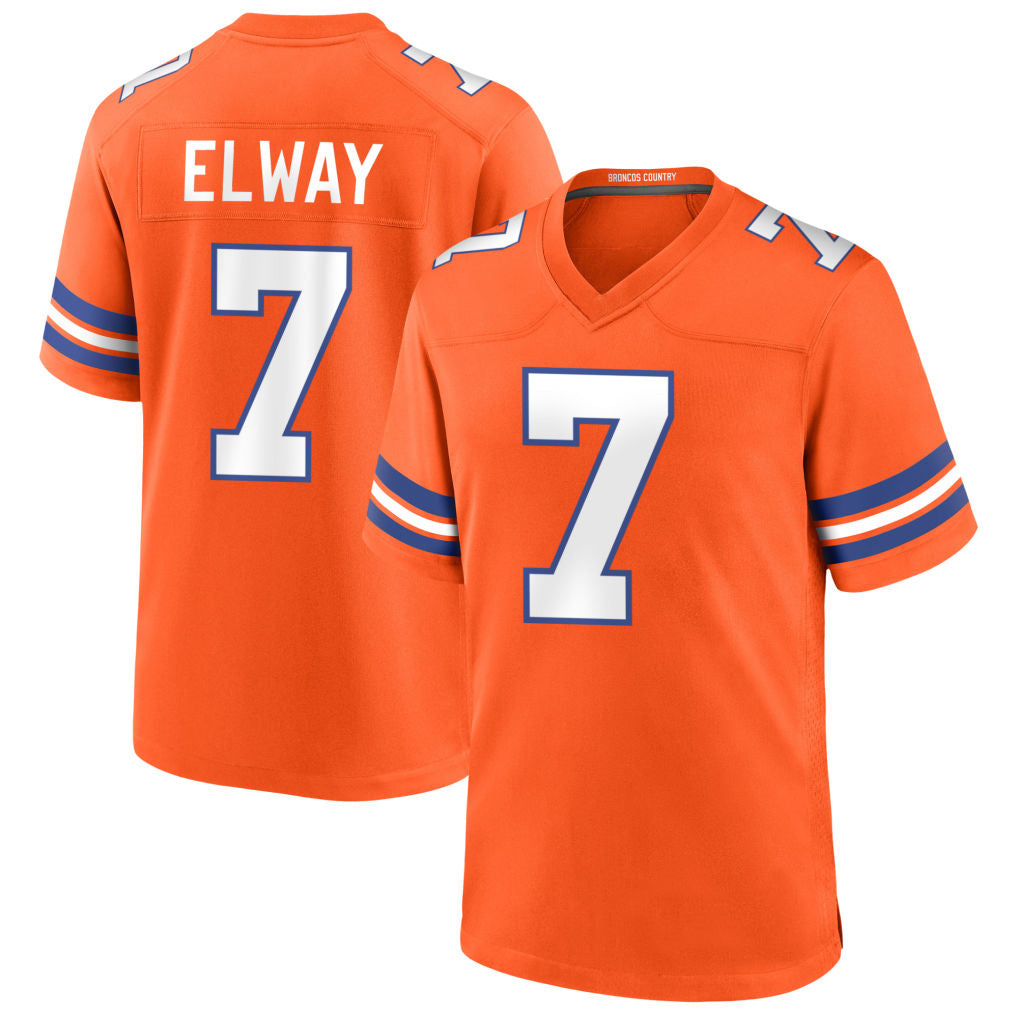 D.Broncos #7 John Elway Player Orange Throwback Game Football Jerseys football jersey product view 1