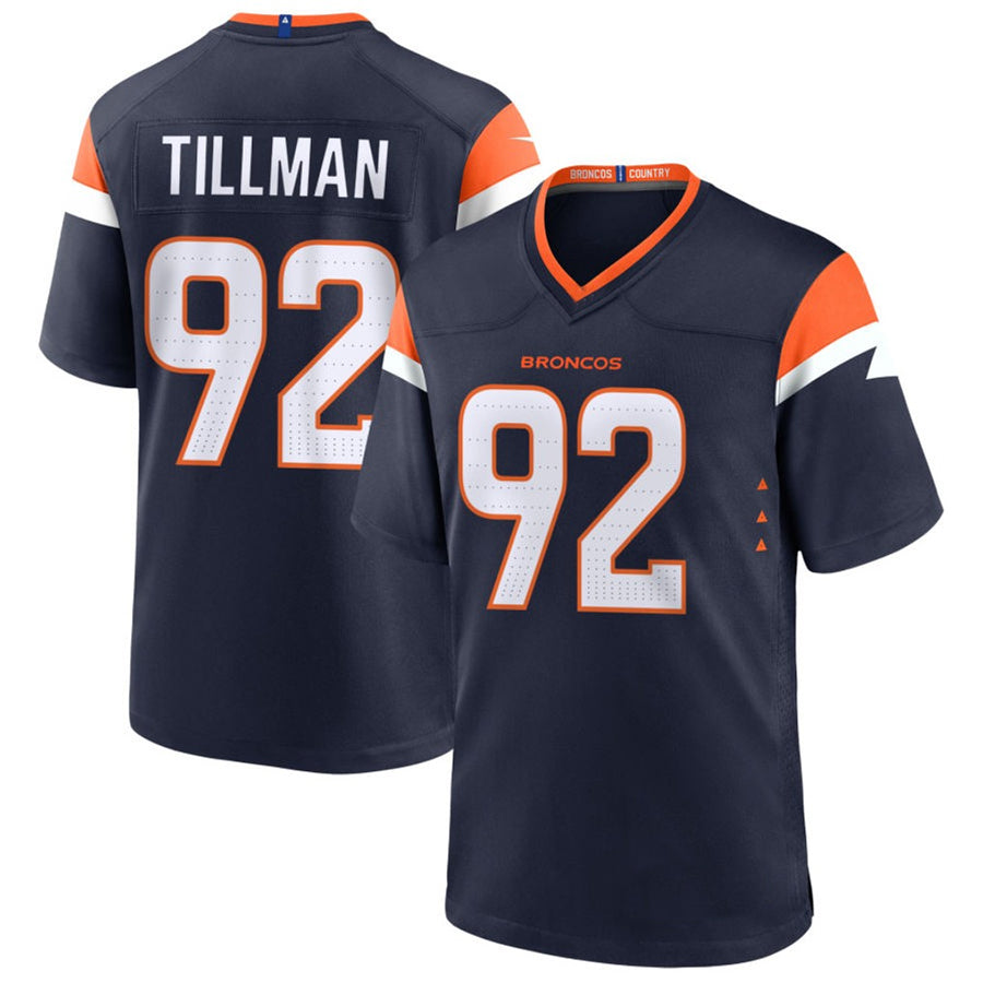 D.Broncos #92 Dondrea Tillman Player Navy Home Game Football Jerseys football jersey product view 1