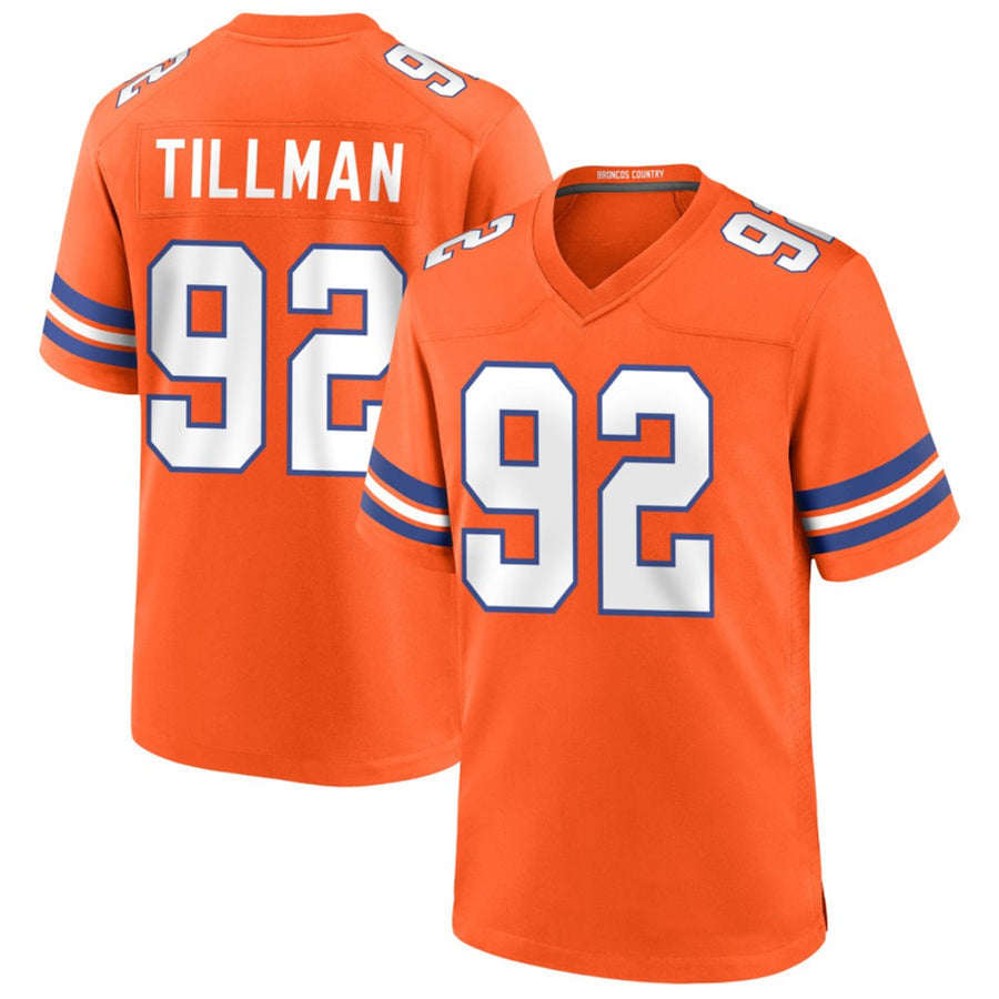 D.Broncos #92 Dondrea Tillman Player Orange Throwback Game Football Jerseys football jersey product view 1