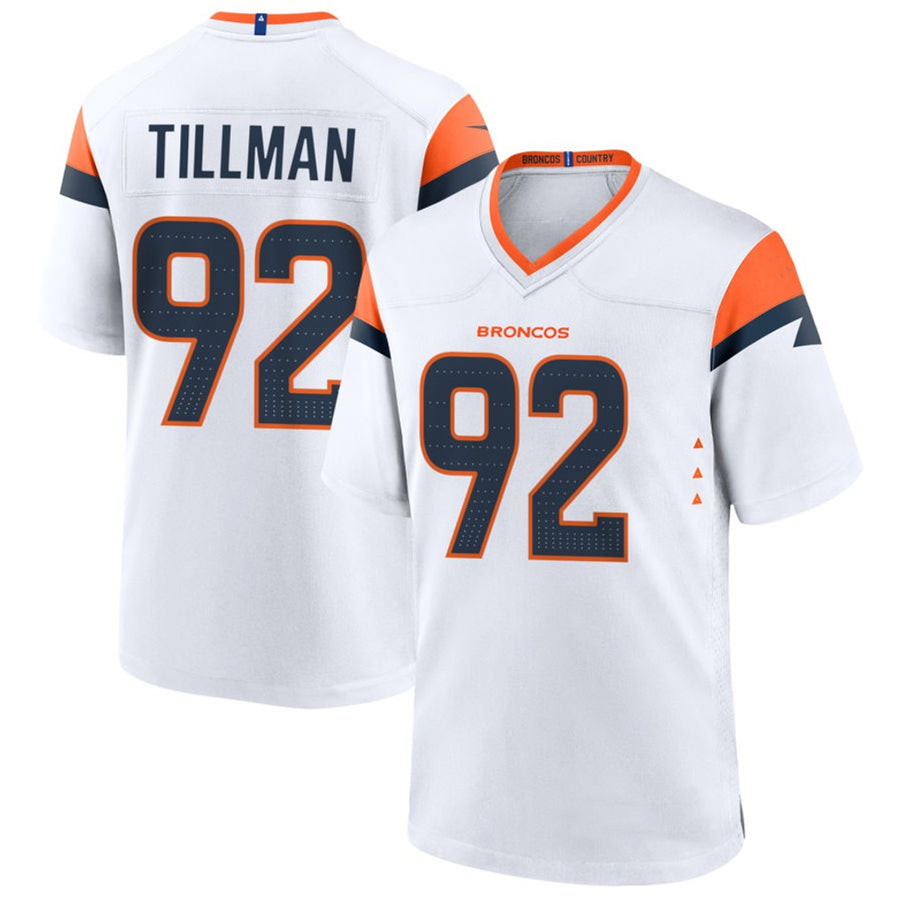D.Broncos #92 Dondrea Tillman Player White Home Game Football Jerseys football jersey product view 1