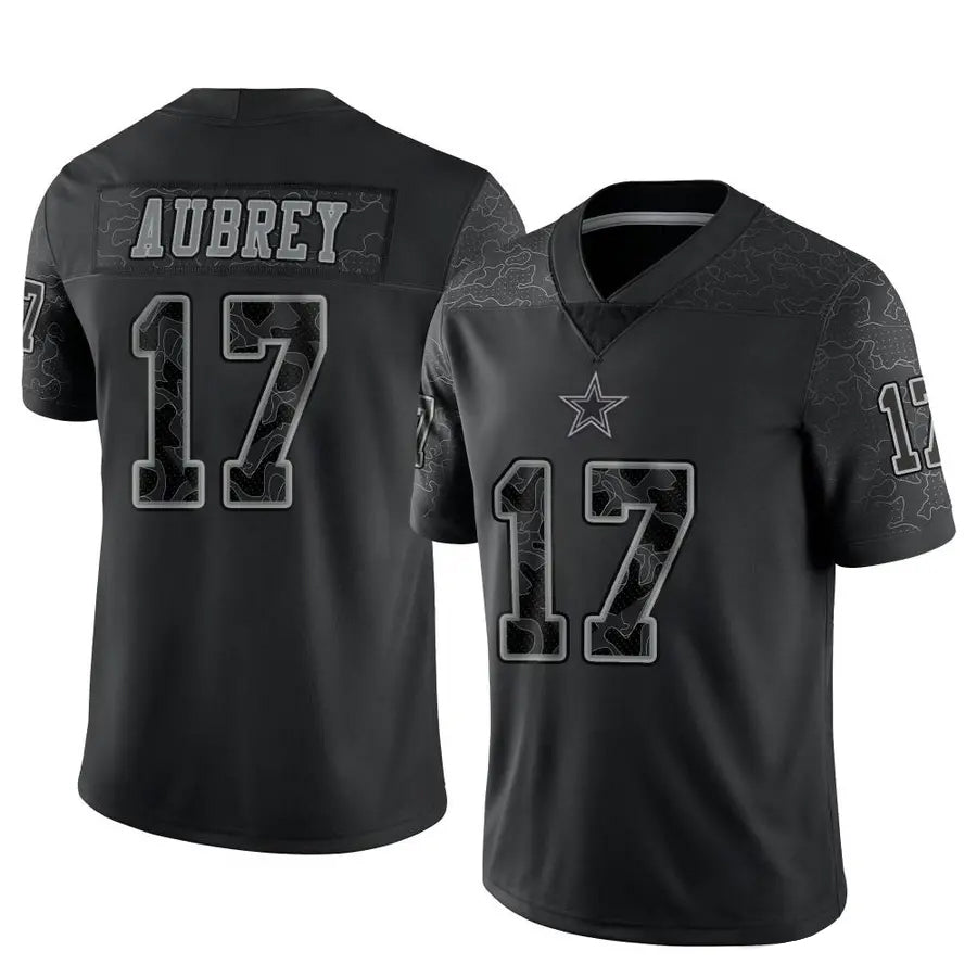 D.Cowboys #17 Brandon Aubrey Player Black REFLECTIVE Limited Football Jerseys football jersey product view 1