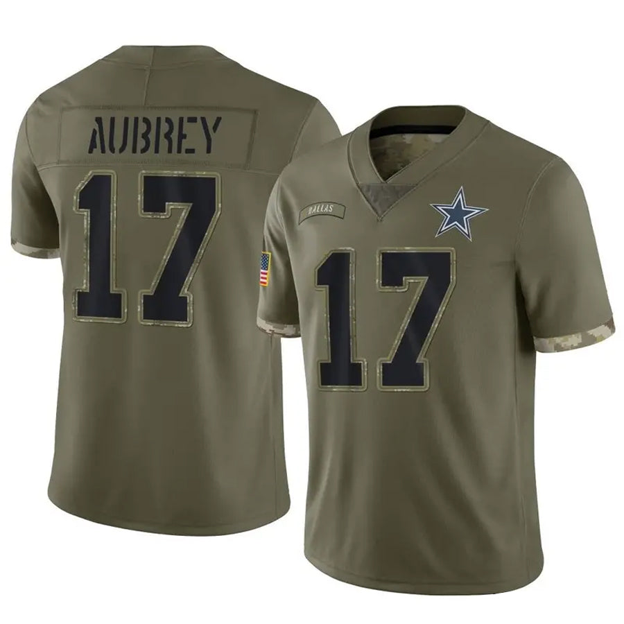 D.Cowboys #17 Brandon Aubrey Player Salute To Service Olive Football Jerseys football jersey product view 1