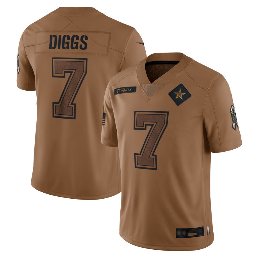 D.Cowboys #7 Trevon Diggs Player Brown Salute To Service Limited Football Jerseys football jersey product view 1