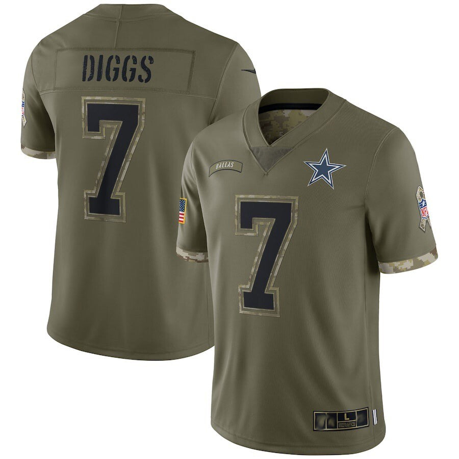 D.Cowboys #7 Trevon Diggs Player Salute To Service Limited Olive Football Jerseys football jersey product view 1