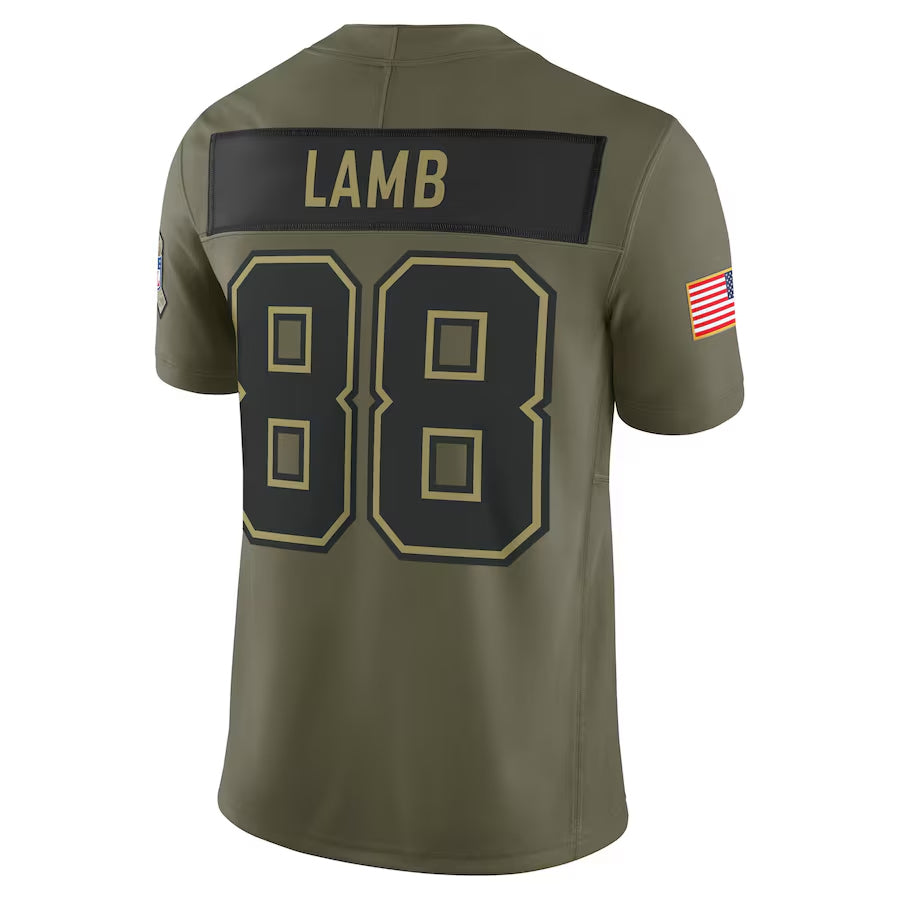 D.Cowboys #88 CeeDee Lamb Player Olive Salute to Service Limited Football Jerseys football jersey product view 1