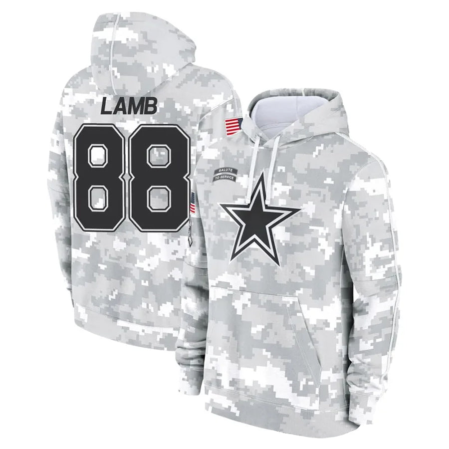 D.Cowboys #88 CeeDee Lamb Player Salute to Service Hoodies Game Football Jerseys football jersey product view 1
