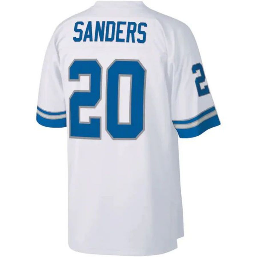 D.Lions #20 Barry Sanders Player Mitchell_Ness White Legacy Replica Game Football Jerseys football jersey product view 1