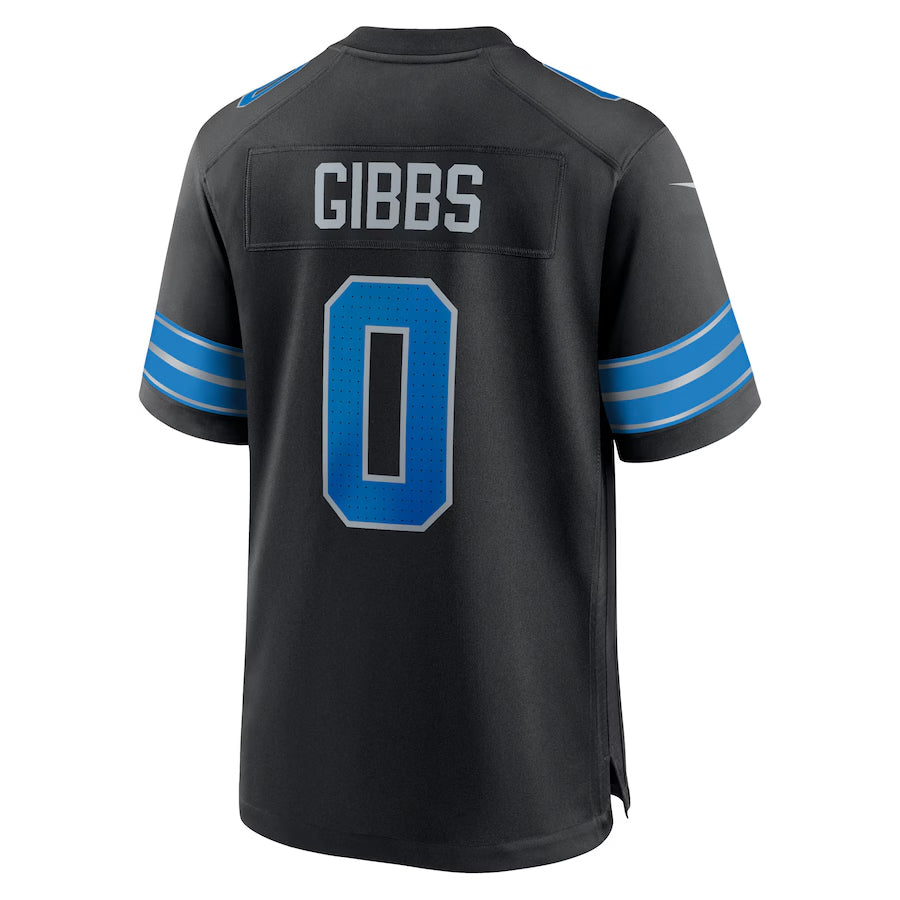 D.Lions #0 Jahmyr Gibbs Player Black Home Game Football Jerseys football jersey product view 1