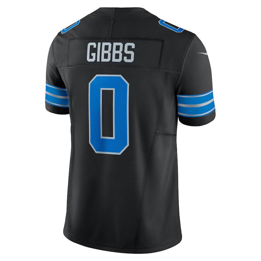 D.Lions #0 Jahmyr Gibbs Player Black Vapor F.U.S.E. Limited Game Football Jerseys football jersey product view 1