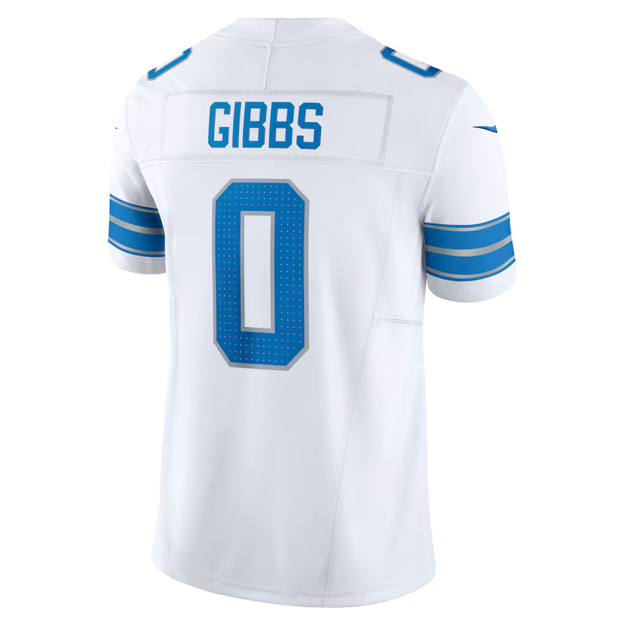 D.Lions #0 Jahmyr Gibbs Player White Vapor F.U.S.E. Limited Game Football Jerseys football jersey product view 1