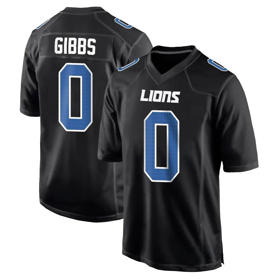 D.Lions #0 Jahmyr Gibbs Player Black Fashion Game Football Jerseys football jersey product view 1