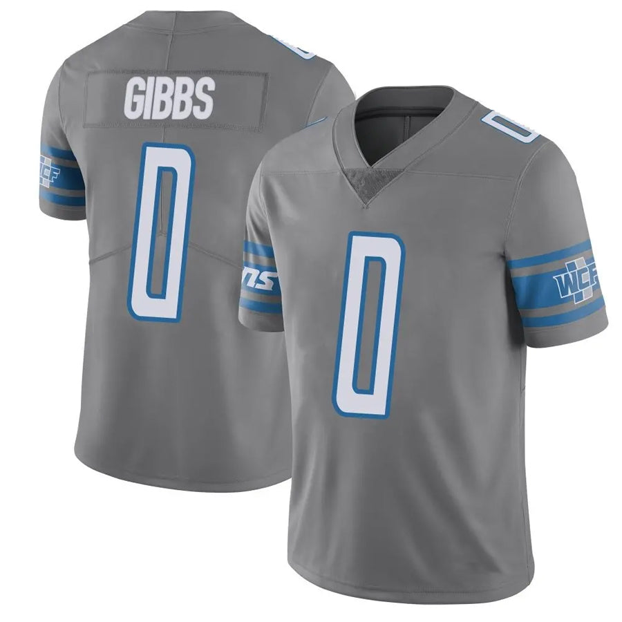 D.Lions #0 Jahmyr Gibbs Player Gray Vapor F.U.S.E. Limited Football Jerseys football jersey product view 1