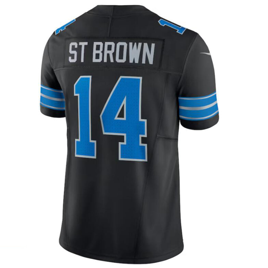 D.Lions #14 Amon-Ra St. Brown Vapor F.U.S.E. Limited Jersey Black Player Football Jerseys football jersey product view 1
