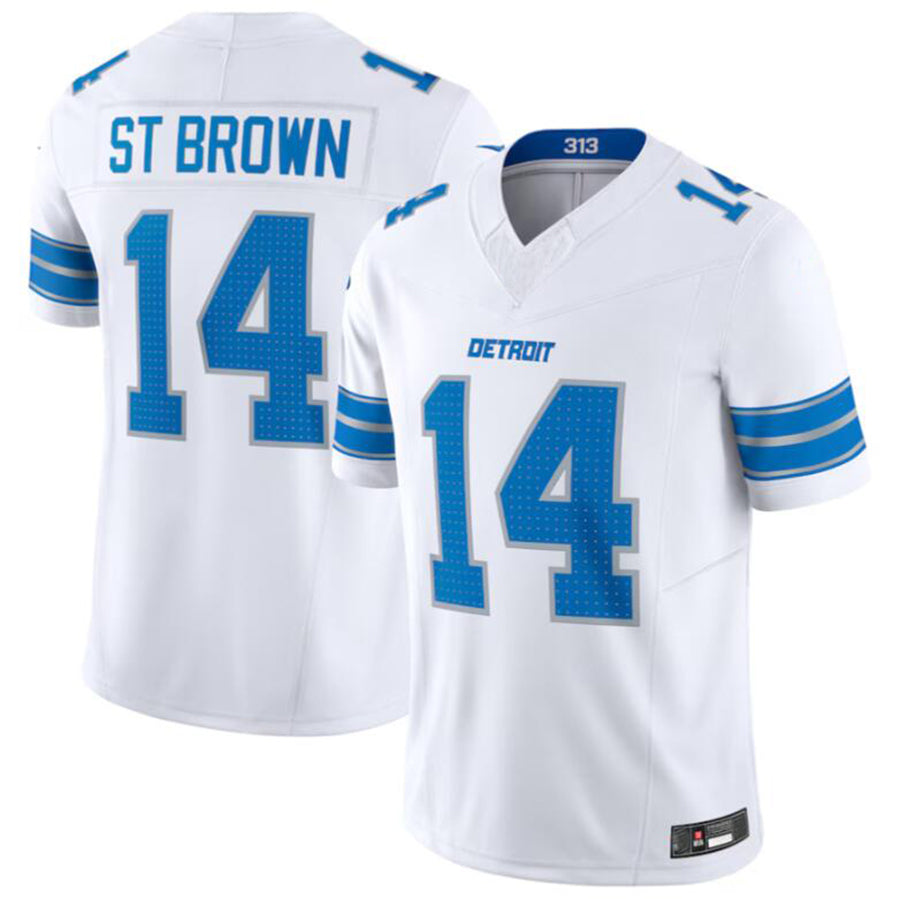 D.Lions #14 Amon-Ra St. Brown Player White Vapor F.U.S.E. Limited Football Jerseys football jersey product view 2