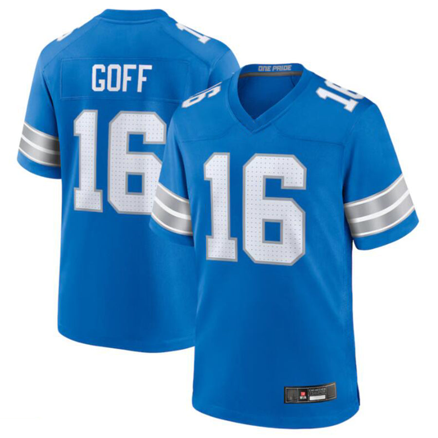 D.Lions #16 Jared Goff Player Game Jersey Blue American Stitched Football Jerseys football jersey product view 2