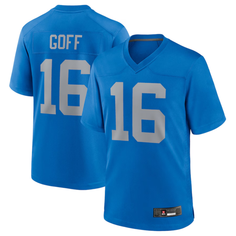 D.Lions #16 Jared Goff Blue Alternate Game Jersey Blue Player Football Jerseys football jersey product view 1