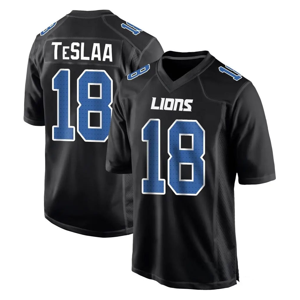 D.Lions #18 Isaac TeSlaa Player Black Limited Fashion Football Jerseys football jersey product view 1