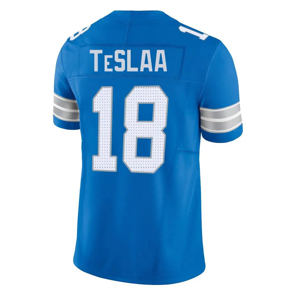 D.Lions #18 Isaac TeSlaa Player Blue Vapor F.U.S.E. Limited Football Jerseys football jersey product view 1
