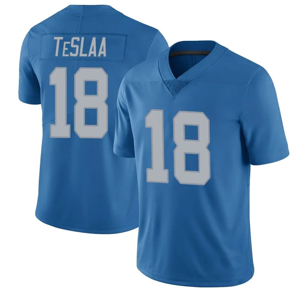 D.Lions #18 Isaac TeSlaa Player Blue Vapor Limited Football Jerseys football jersey product view 1