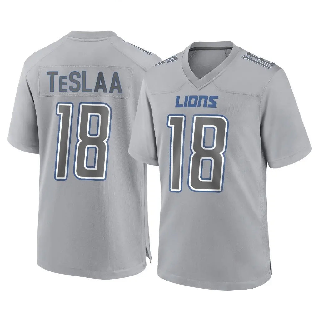 D.Lions #18 Isaac TeSlaa Player Gray Limited Fashion Football Jerseys football jersey product view 1
