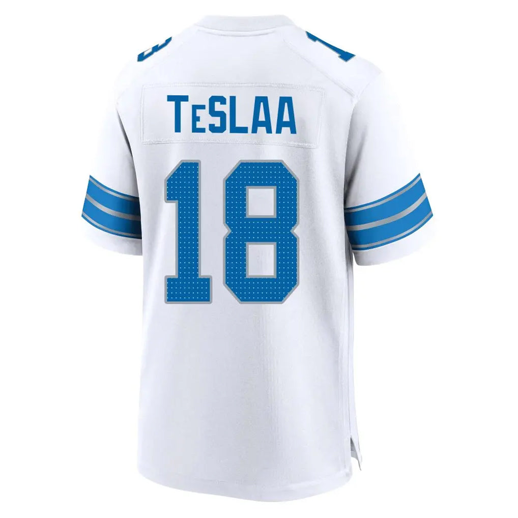 D.Lions #18 Isaac TeSlaa Player White Home Game Football Jerseys football jersey product view 1