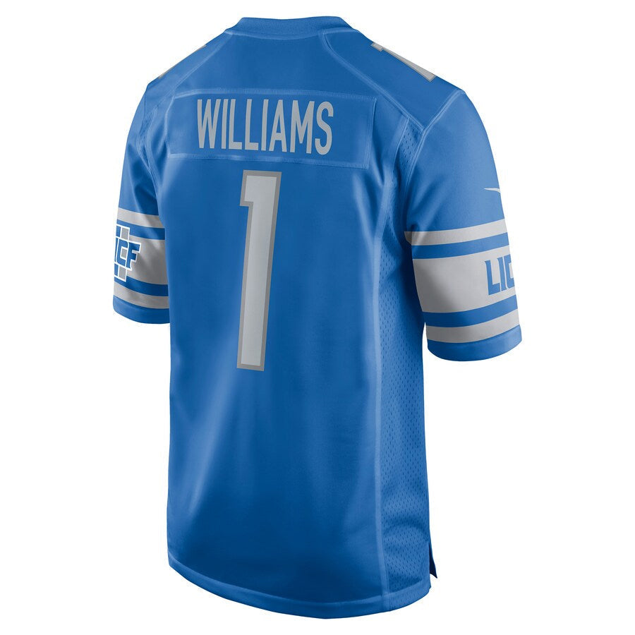 D.Lions #1 Jameson Williams Player Blue Replica Game Football Jerseys football jersey product view 1