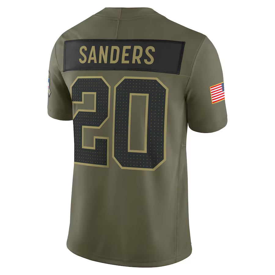 D.Lions #20 Barry Sanders Player Olive Salute to Service Retired Limited Football Jerseys football jersey product view 1