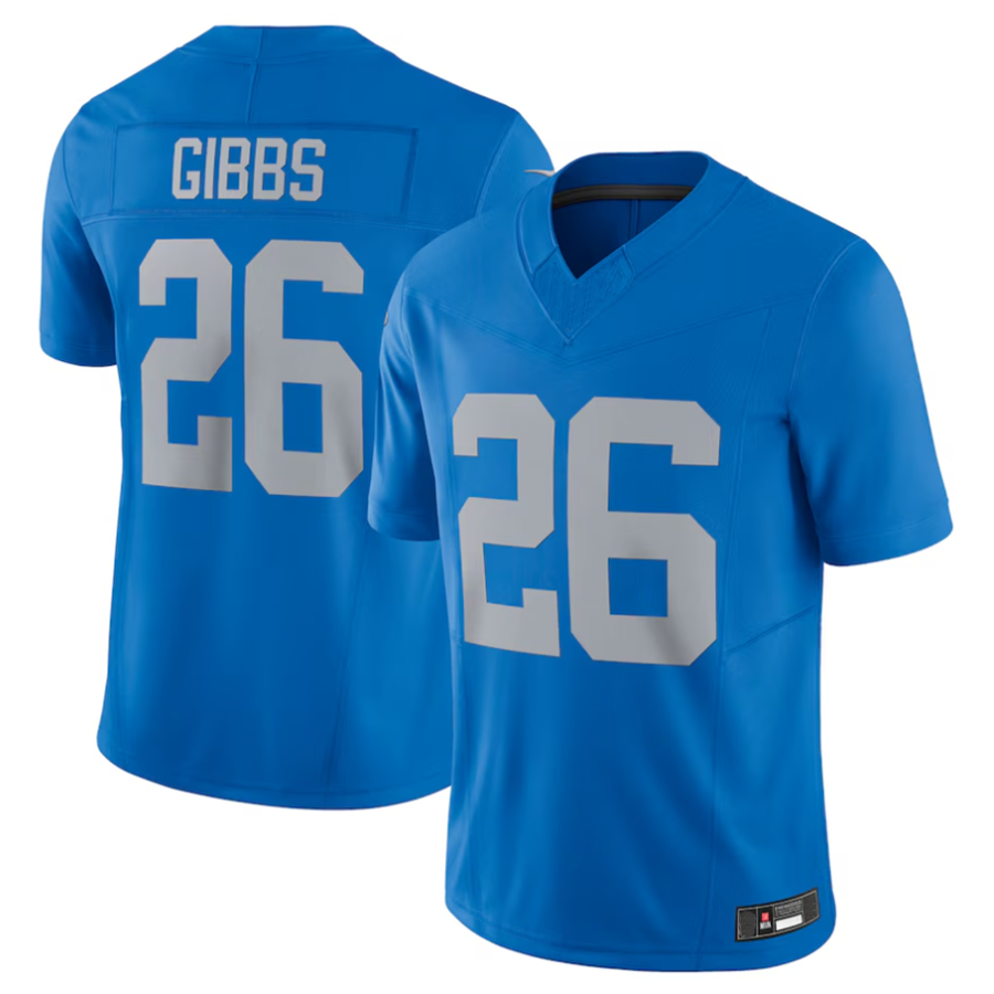 D.Lions #26 Jahmyr Gibbs Player Blue Vapor F.U.S.E. Alternate Limited Football Jerseys football jersey product view 1
