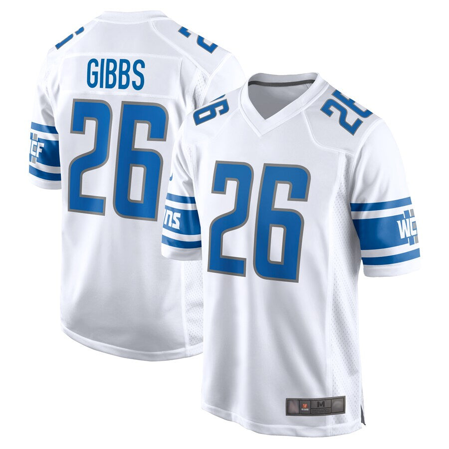 D.Lions #26 Jahmyr Gibbs Player White Home Game Football Jerseys football jersey product view 1