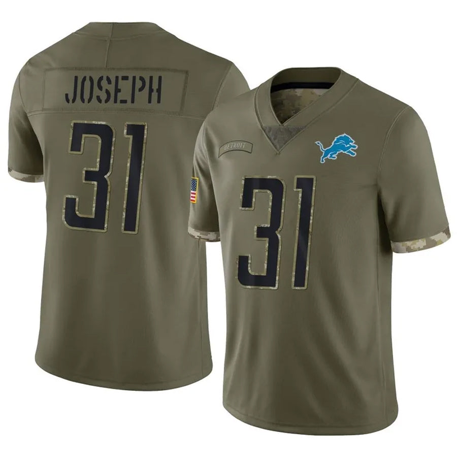 D.Lions #31 Kerby Joseph Player Salute To Service Olive Football Jerseys football jersey product view 1