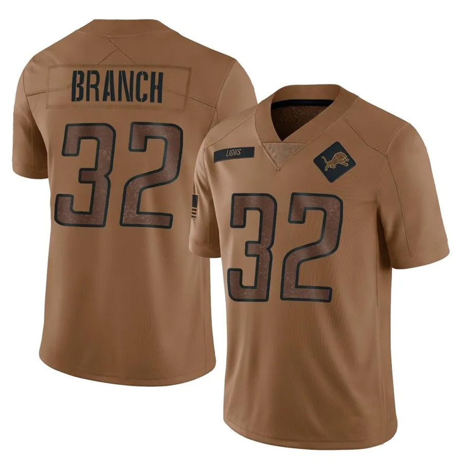 D.Lions #32 Brian Branch Player Brown Salute To Service Limited Football Jerseys football jersey product view 1