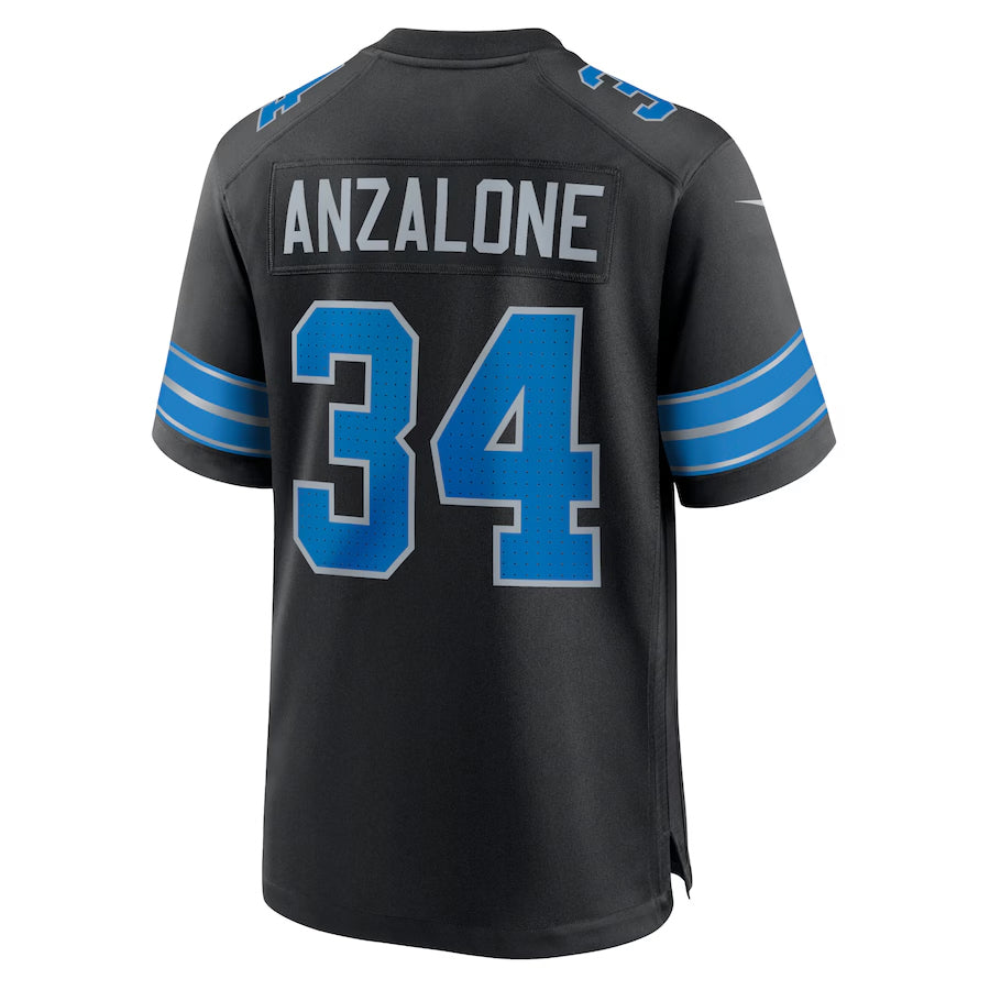 D.Lions #34 Alex Anzalone Player Black Home Game Football Jerseys football jersey product view 1