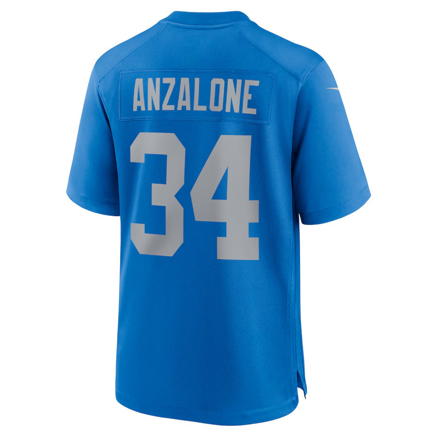 D.Lions #34 Alex Anzalone Player Blue Alternate Game Football Jerseys football jersey product view 1