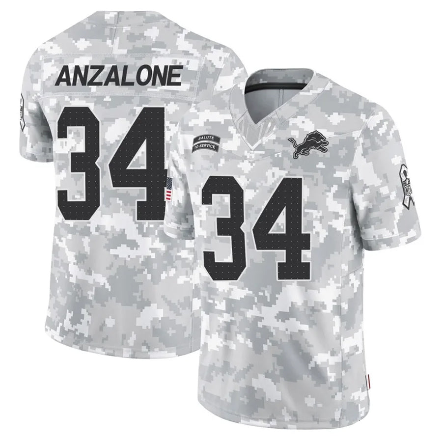 D.Lions #34 Alex Anzalone Player Salute to Service Limited Arctic Camo Football Jerseys football jersey product view 1