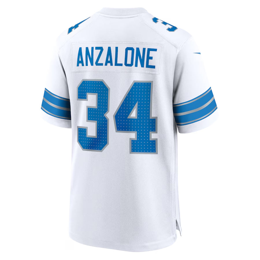D.Lions #34 Alex Anzalone Player White Home Game Football Jerseys football jersey product view 1