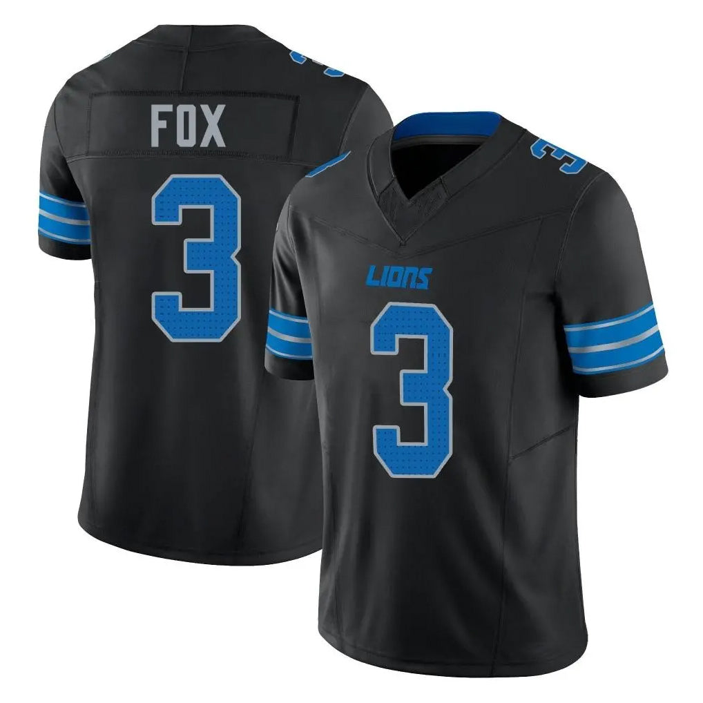 D.Lions #3 Jack Fox Player Black Vapor F.U.S.E. Limited Football Jerseys football jersey product view 1