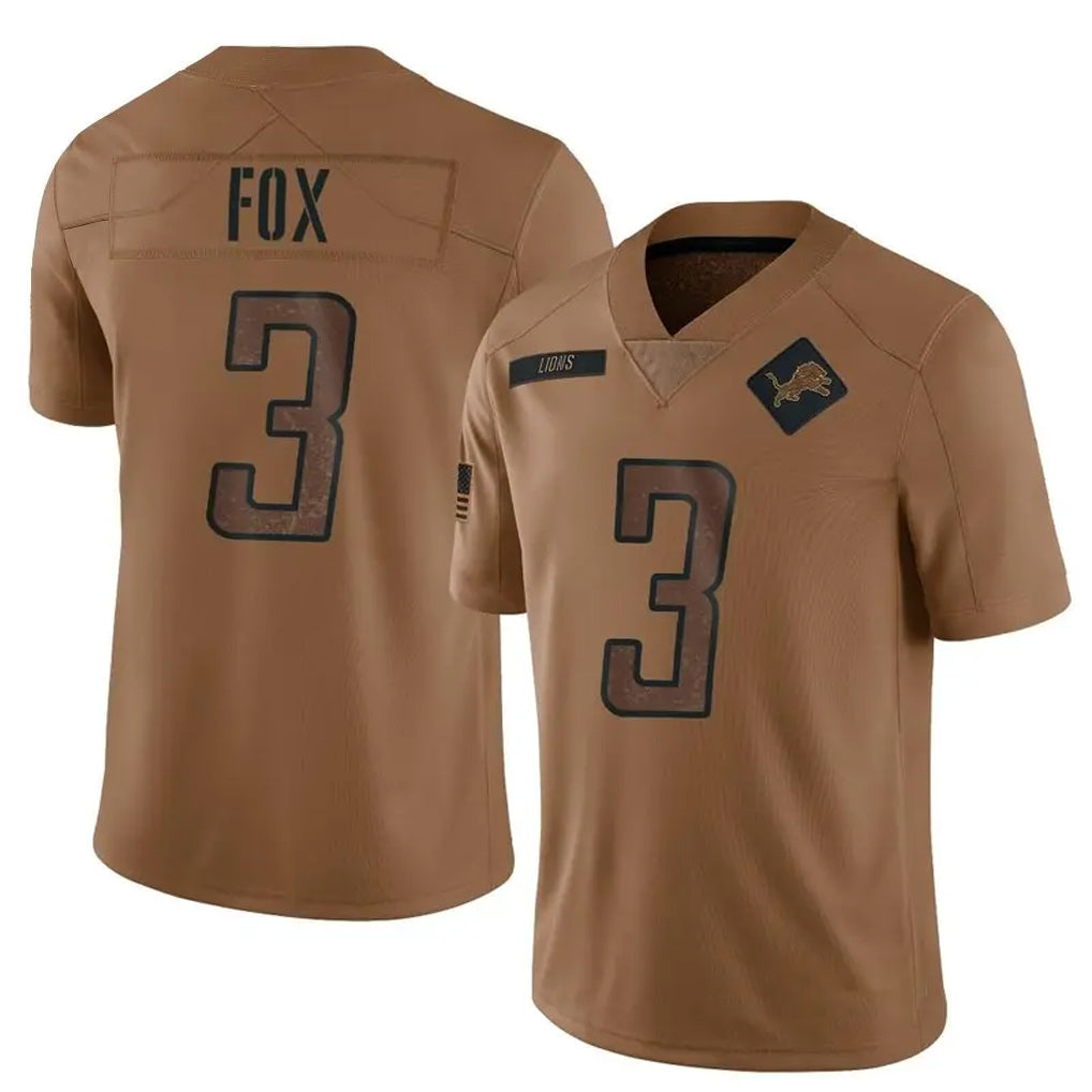 D.Lions #3 Jack Fox Player Brown Salute To Service Limited Football Jerseys football jersey product view 1