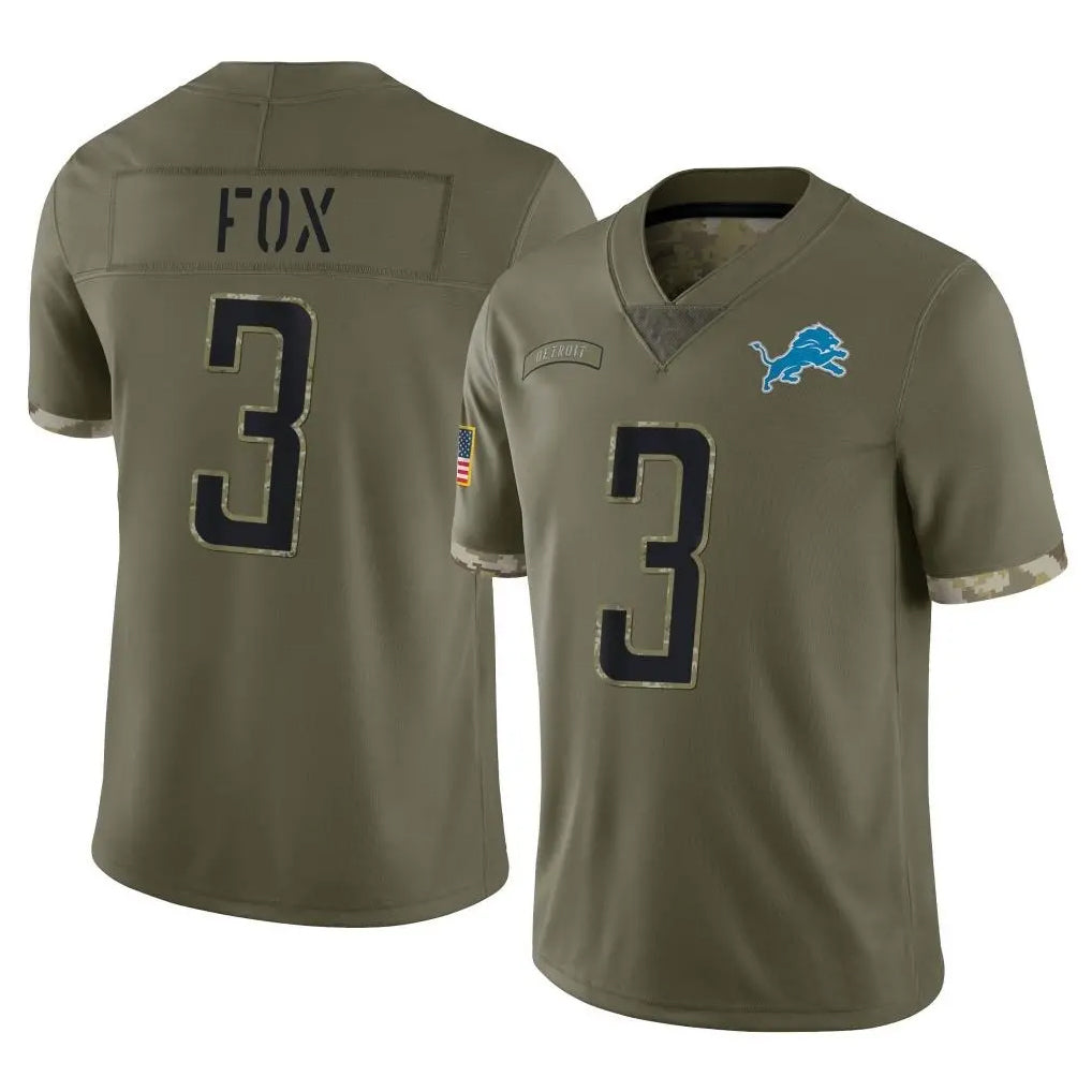 D.Lions #3 Jack Fox Player Olive Salute To Service Limited Football Jerseys football jersey product view 1