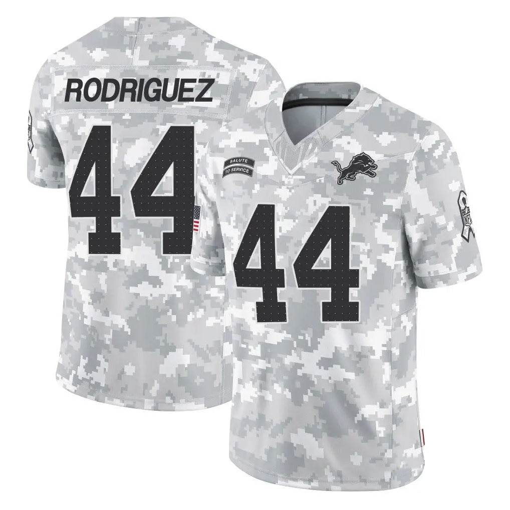 D.Lions #44 Malcolm Rodriguez Player Arctic Camo Salute to Service Limited Football Jerseys football jersey product view 1