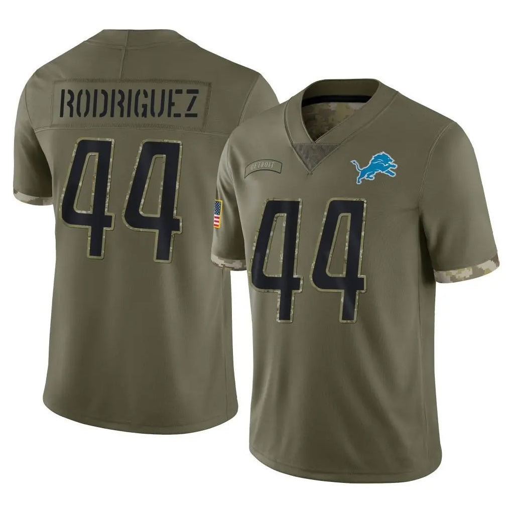 D.Lions #44 Malcolm Rodriguez Player Salute To Service Limited Olive Football Jerseys football jersey product view 1