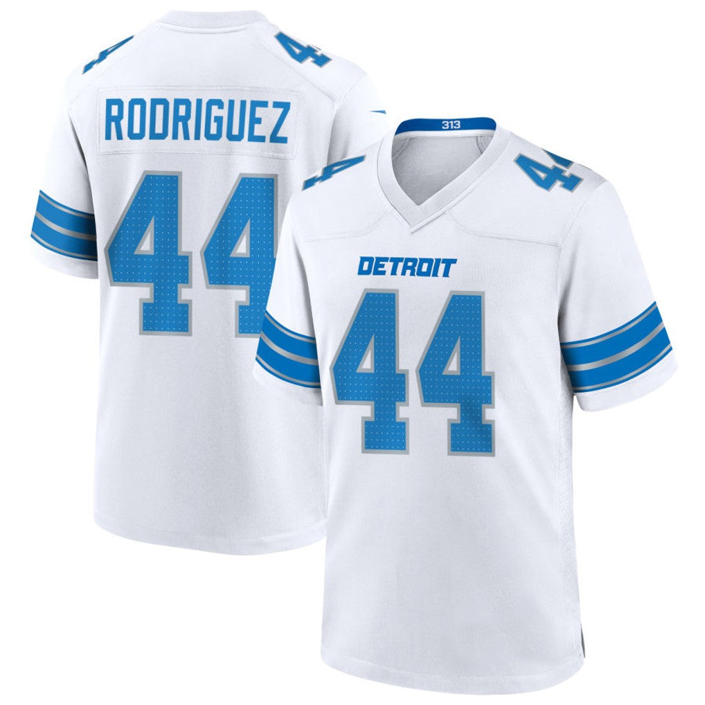 D.Lions #44 Malcolm Rodriguez Player White Home Game Football Jerseys football jersey product view 1