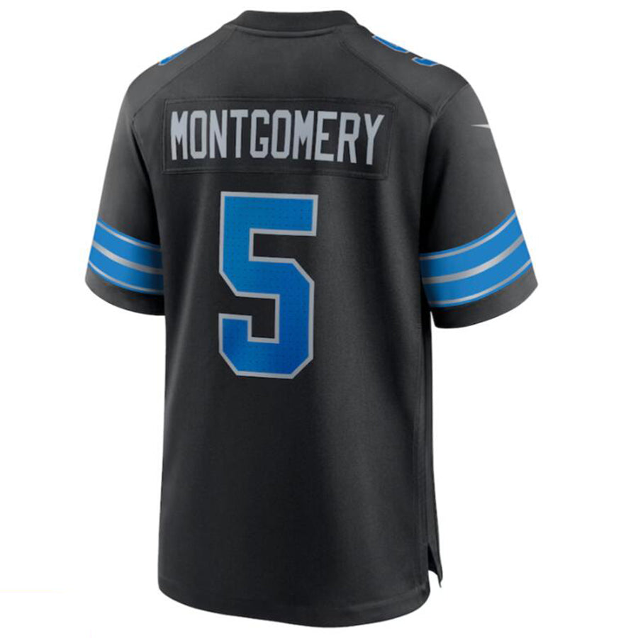 D.Lions #5 David Montgomery Player Black Game Football Jerseys football jersey product view 1
