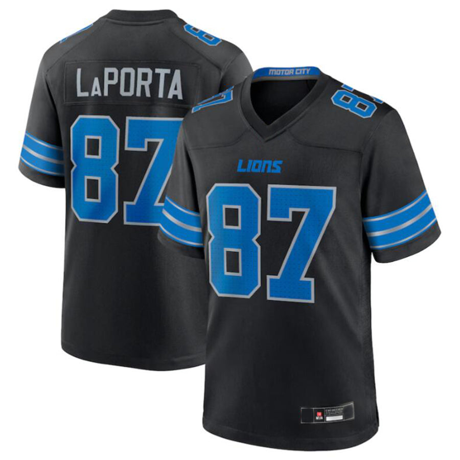D.Lions #87 Sam LaPorta Player Black Game Jersey American Stitched Football Jerseys football jersey product view 2