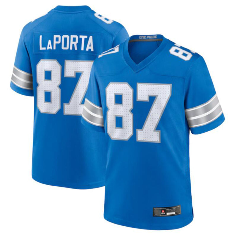 D.Lions #87 Sam LaPorta Player Blue Game Jersey American Stitched Football Jerseys football jersey product view 2