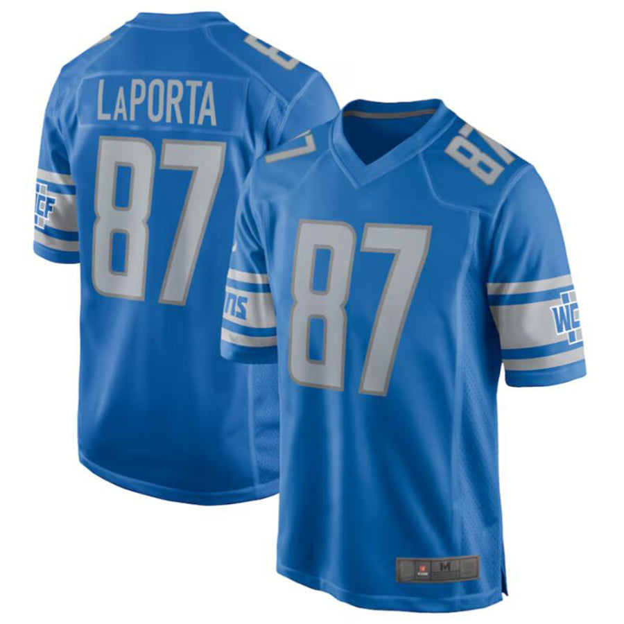 D.Lions #87 Sam LaPorta Player Blue Team Game Jersey American Stitched Football Jerseys football jersey product view 2