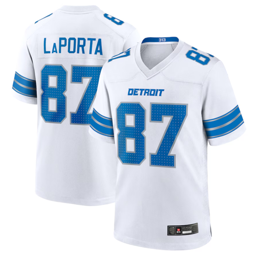 D.Lions #87 Sam LaPorta Player White Game Football Jerseys football jersey product view 1