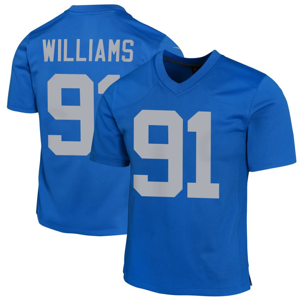 D.Lions #91 Tyleik Williams Player Blue Alternate Game Football Jerseys football jersey product view 1
