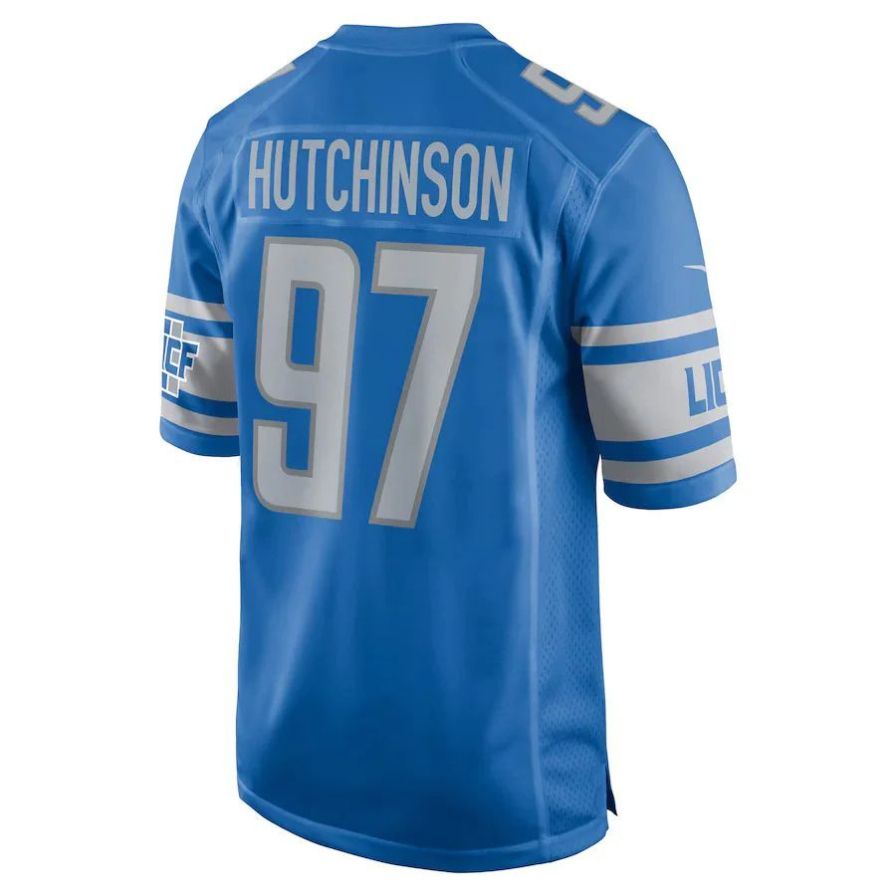 D.Lions #97 Aidan Hutchinson Blue Game Jersey Player Stitched American Football Jerseys football jersey product view 1