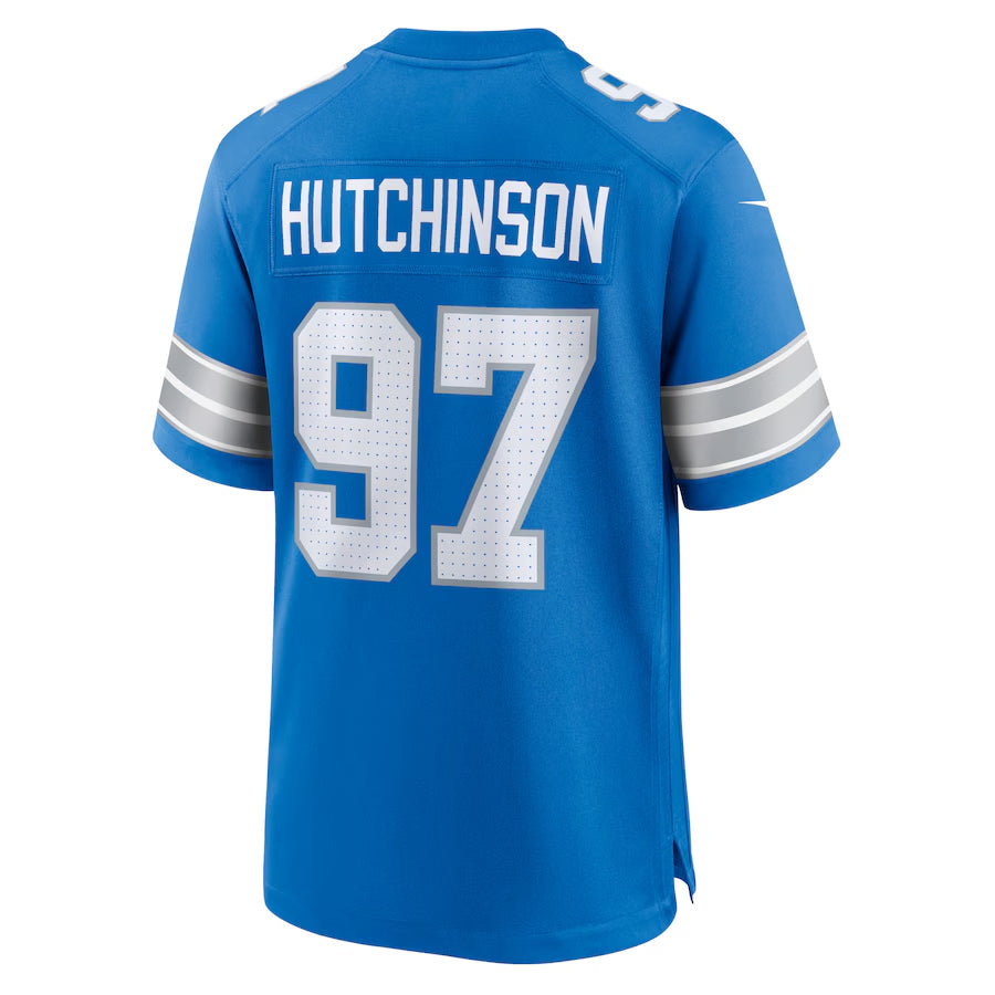 D.Lions #97 Aidan Hutchinson Player Blue Home Game Football Jerseys football jersey product view 1