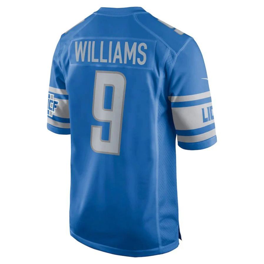 D.Lions #9 Jameson Williams Player Blue Game Football Jerseys football jersey product view 1